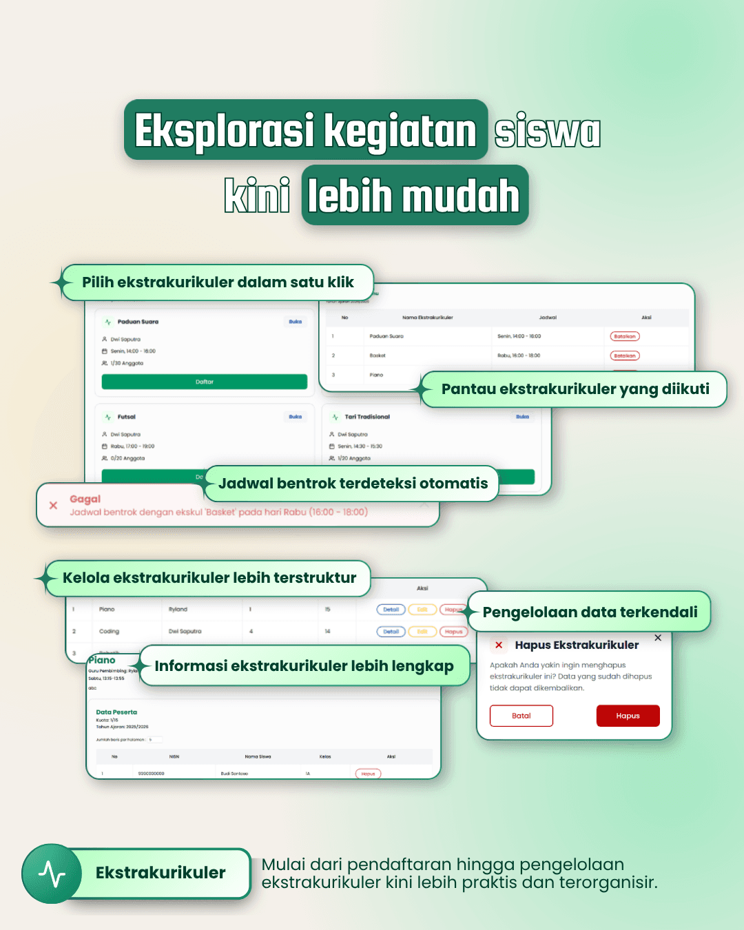 SIKAFA extracurricular activity management features