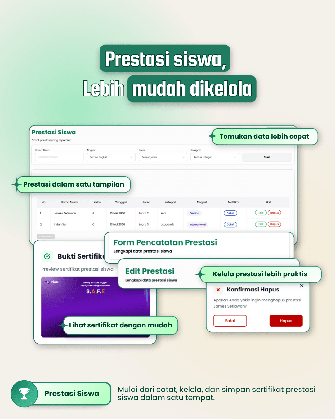 SIKAFA student achievement management features